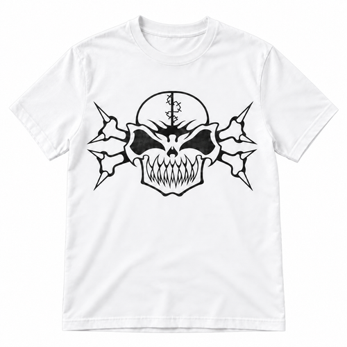 Biała koszulka HCFT Skull z czarnym logo